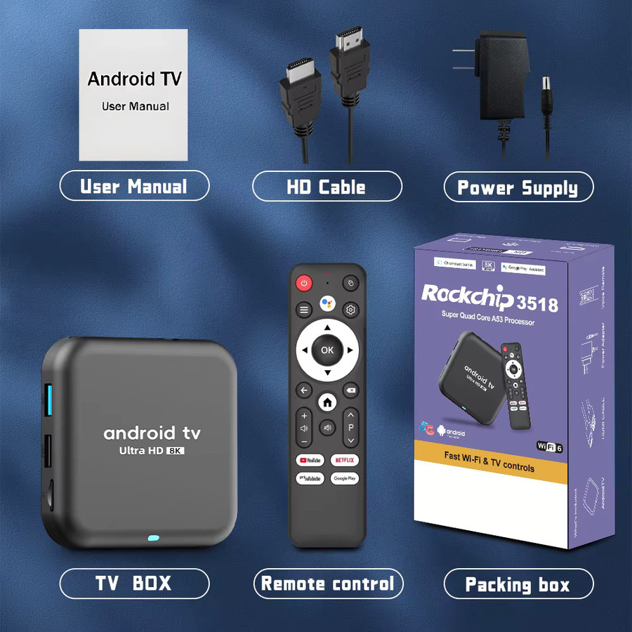 BLKJ Smart TV Box Q18 Streaming-Media-Player mit Android 16, Quad-Core Cortex A53, Schwarz - Bild 6