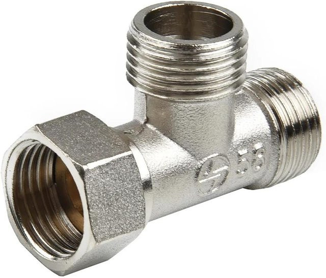 Kupfer T-Stück G1/2 Umleitventil mit 4 Anschlüssen für Bidet-Spritze und Duscharmatur in Grau - Bild 1