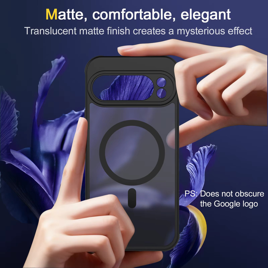 Matte durchscheinende magnetische Hülle für Google Pixel 10, 9, 10 Pro, 9 Pro, 10 Pro XL und 9A mit MagSafe Wireless Charging Kompatibilität, Farbe: Schwarz, stoßfeste Abdeckung - Bild 6