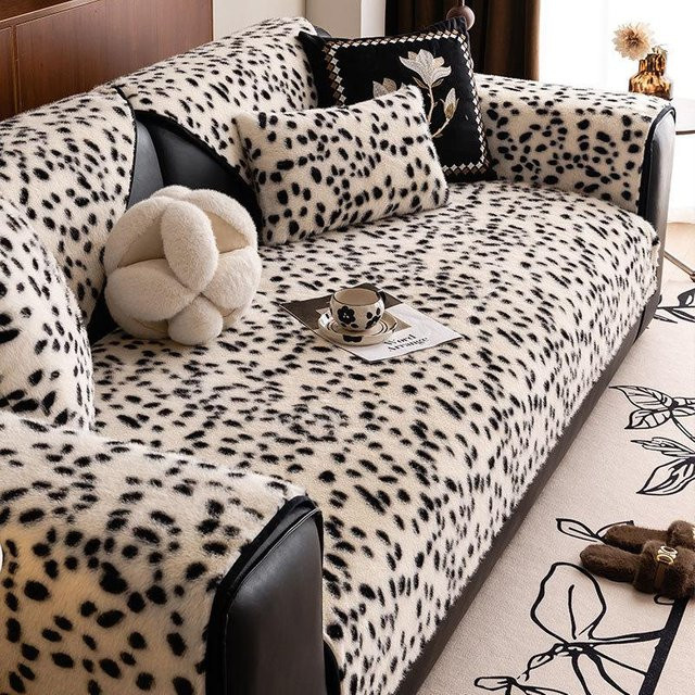 Luxuriöses Sofakissen mit Leopardenmuster in Grau, quadratisch und verdickt, B/B: 70 x 70 cm - Bild 1