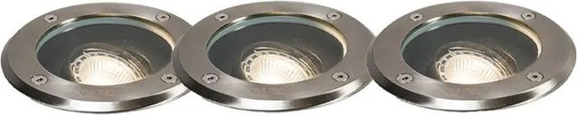 QAZQA Set mit 3 verstellbaren Outdoor Bodenstrahlern aus Edelstahl in Silber, IP65 wasserdicht, rund für Garten und Außenbereich - Bild 1