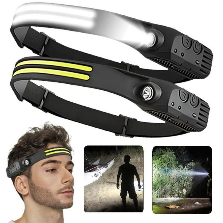 YWZT Outdoor LED Stirnlampe mit COB-LED und 1500mAh Akku, USB wiederaufladbare Induktions-Stirnleuchte für Camping und Angeln - Bild 6