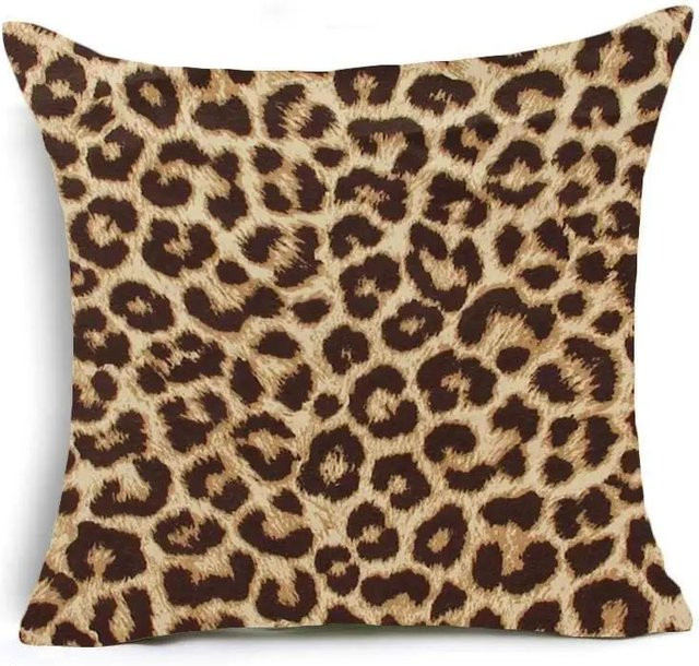 JHWarmo Kissenbezug mit Tierprint Leopard Tiger Zebra Rind in Beige, B/H: 45 x 45 cm - Bild 1