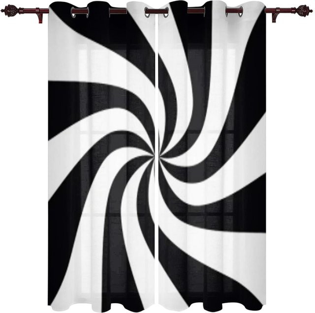 Super Six Fenstergardine mit abstraktem geometrischem Design in Schwarz-Weiß, Breite: 135 cm, Höhe: 60 cm - Bild 1