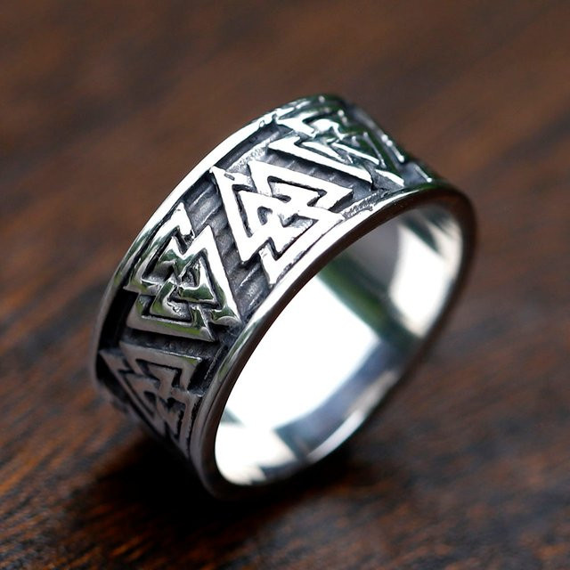 Charming Folk Ring Edelstahl, Silber, Vintage, Herren - Bild 1