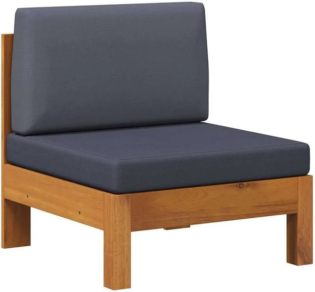 vidaXL Mittelsofa aus Akazienmassivholz mit grauen Polstern für den Garten - Bild 1