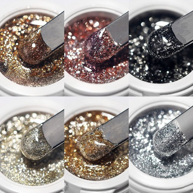 MingLee Nagellack Gel, Silber Golden, Metallic, Glitter - Bild 1