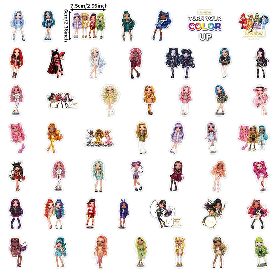 50 Stück bunte Mädchen-Puppen-Aufkleber mit modischen Outfit-Designs für Journaling und Notizbuch-Dekoration - Bild 2