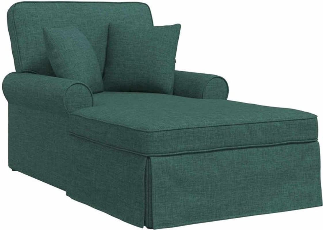 vidaXL Chaise Lounge Set mit Rock und 3 Kissen in Dunkelgrün aus Stoff - Bild 1
