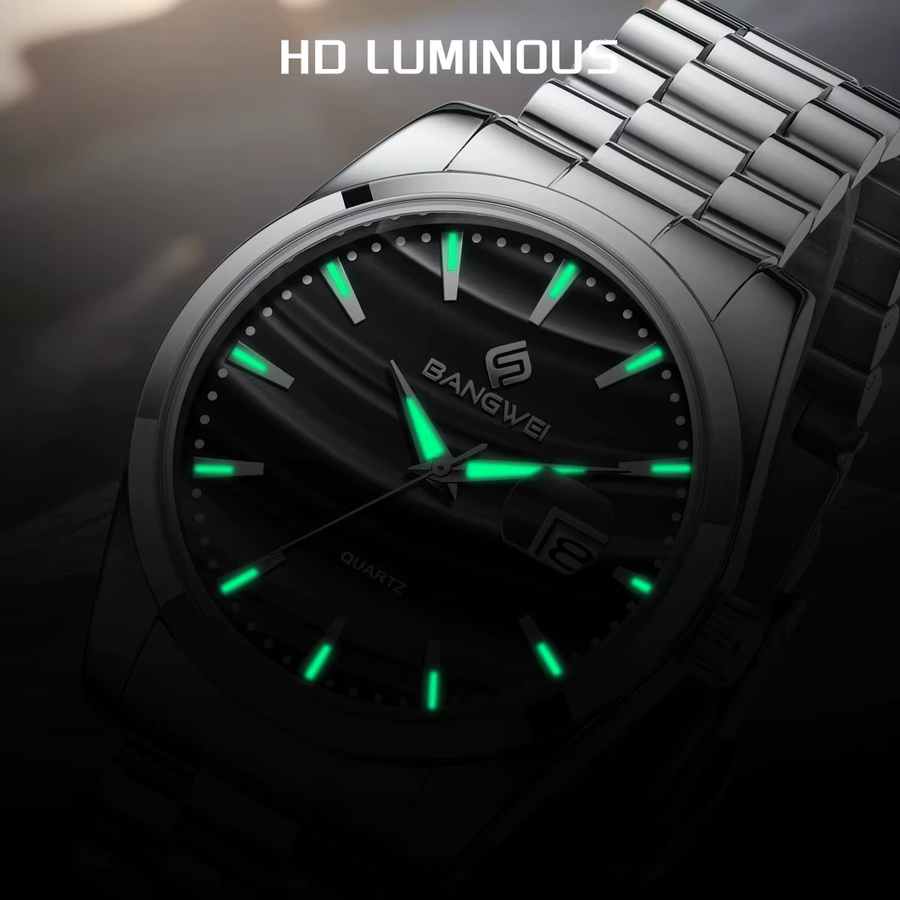 LIGE BANGWEI Armbanduhr Quarz, Edelstahl, Schwarz, Silber, Herren - Bild 4