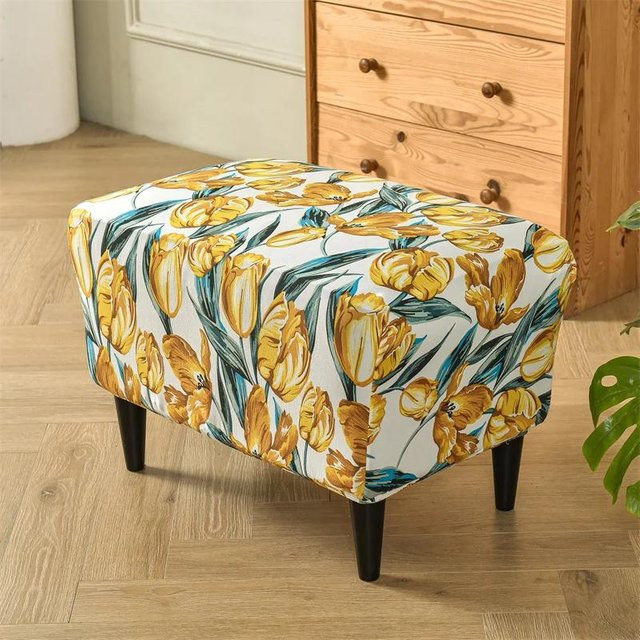 Yiran Furniture Ohrensessel Bezug aus dehnbarem Spandex mit Sitzkissenbezug und Hockerbezug, Blumenmuster, Mehrfarbig - Bild 1
