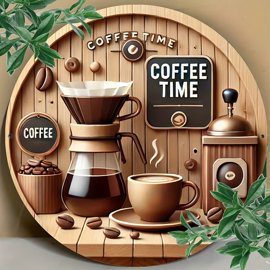 Vintage Kaffee Wandkunst CIFBUY Runde 2D-Scheiben Dekoration für Bar und Café - Bild 2