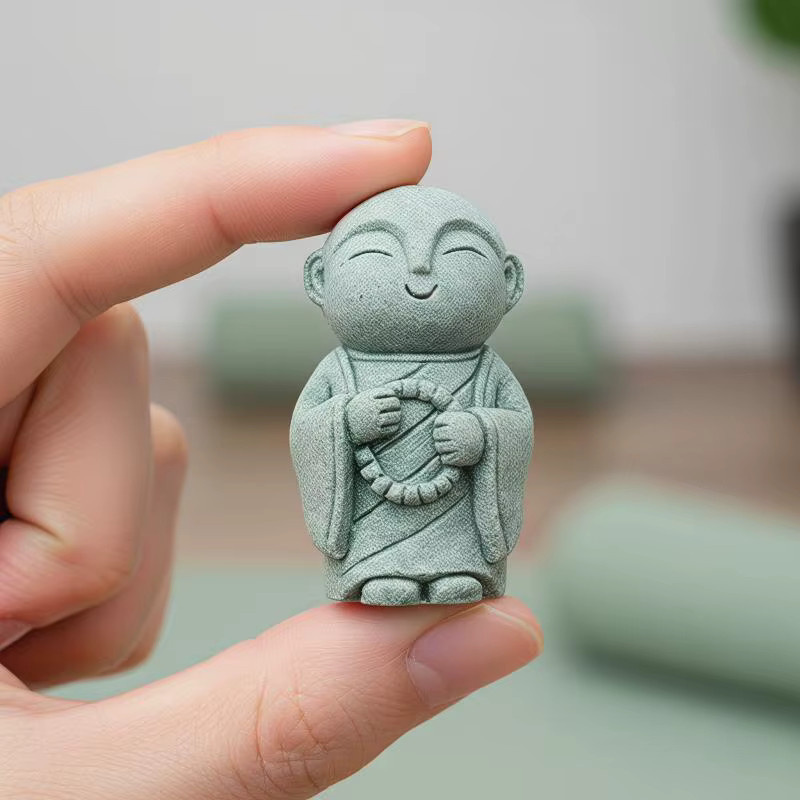 Eelhoe 4-teiliges Miniatur-Statuen Set aus Harz, Kleine Mönch-Figuren für asiatische Zen-Garten Dekoration und Meditations-Ornamente - Bild 4