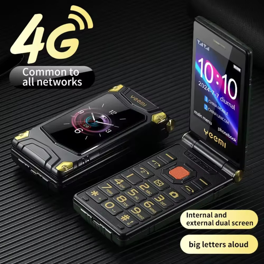 YeeMI M7+ 4G Robustes Flip-Telefon in Schwarz mit Dual-SIM, Dual-Screen und großem 6800 mAh Akku - Bild 2