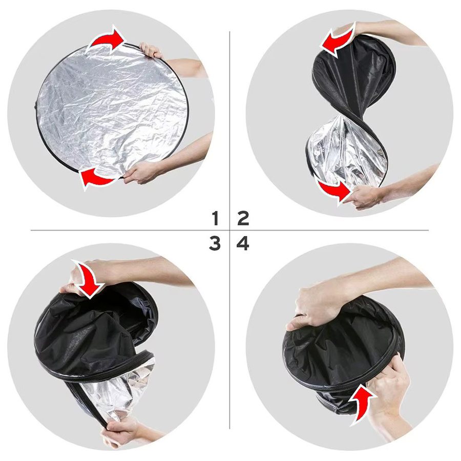 5 in 1 Fotografie Reflektor Multi-Disc Diffusor für Fotostudio und Außenaufnahmen, Durchmesser: 80 cm, Mehrfarbig mit Tragetasche - Bild 4
