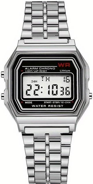 Digitaluhr F91W, Edelstahl, Schwarz, Gold, Unisex - Bild 1
