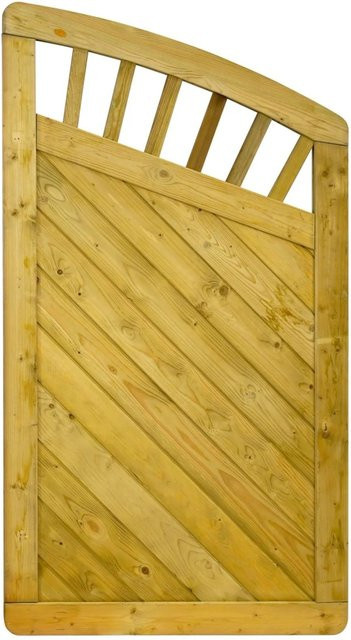 GartenLand Massivzaun INNSBRUCK Holzzaun aus Fichte in Grün mit Bogen und Strebe, kesseldruckimprägniert, B/H: 90 x 165 cm - Bild 1