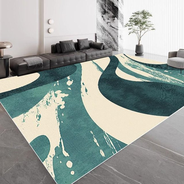 Moderner Wohnzimmerteppich JGJG in Grün mit geometrischem Design, weich und rutschfest, B/T: 60 x 90 cm - Bild 1