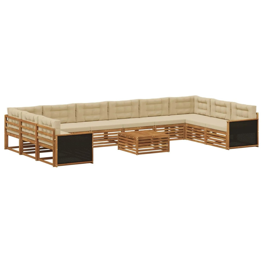 vidaXL Sofagarnitur aus Massivholz Akazie mit 11 Kissen in Natur-Beige - Bild 2