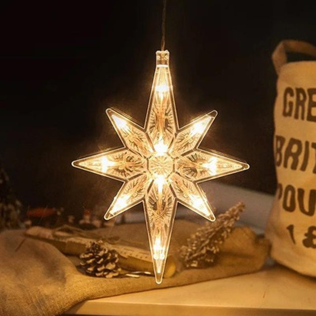 Houspace Weihnachtsbaum Vorhang mit LED Fee Polaris Lichterkette in Beige, B: 27 cm, H: 23 cm - Bild 1