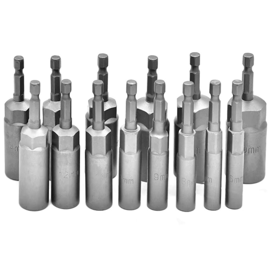 Sechskant-Steckschlüsselsatz und Schraubendreher-Set in Silber mit Bits für Elektrowerkzeuge, 5,5 mm bis 19 mm - Bild 4