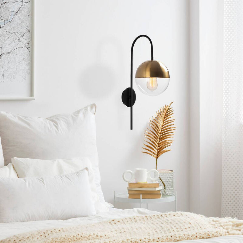 Opviq Wandleuchte Bastos in Bronze und Schwarz aus Metall und Glas mit E27 Fassung, B/H/T: 31 x 57 x 15 cm - Bild 2