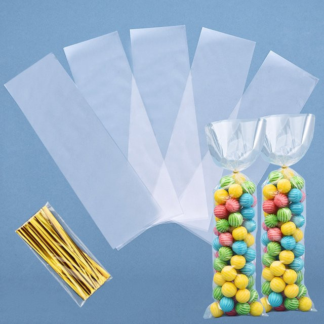 50 Stück transparente Zellophan-Beutel aus Kunststoff für Süßigkeiten und Kekse als Geschenkverpackung - Bild 1