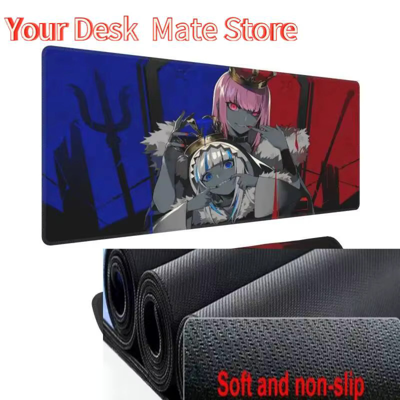 Potdemiel XXL Laptop Deskmat Gawr Gura Hololive Motiv, rutschfeste Gamer Mousepad in Multicolour - Bild 2