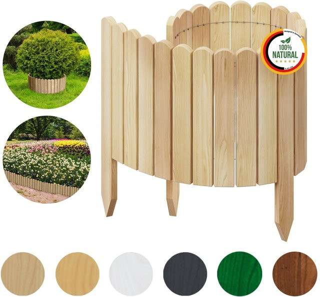 Flexible Beeteinfassung aus Naturholz als Rasenkante, B: 100 cm, H: 40 cm - Bild 1