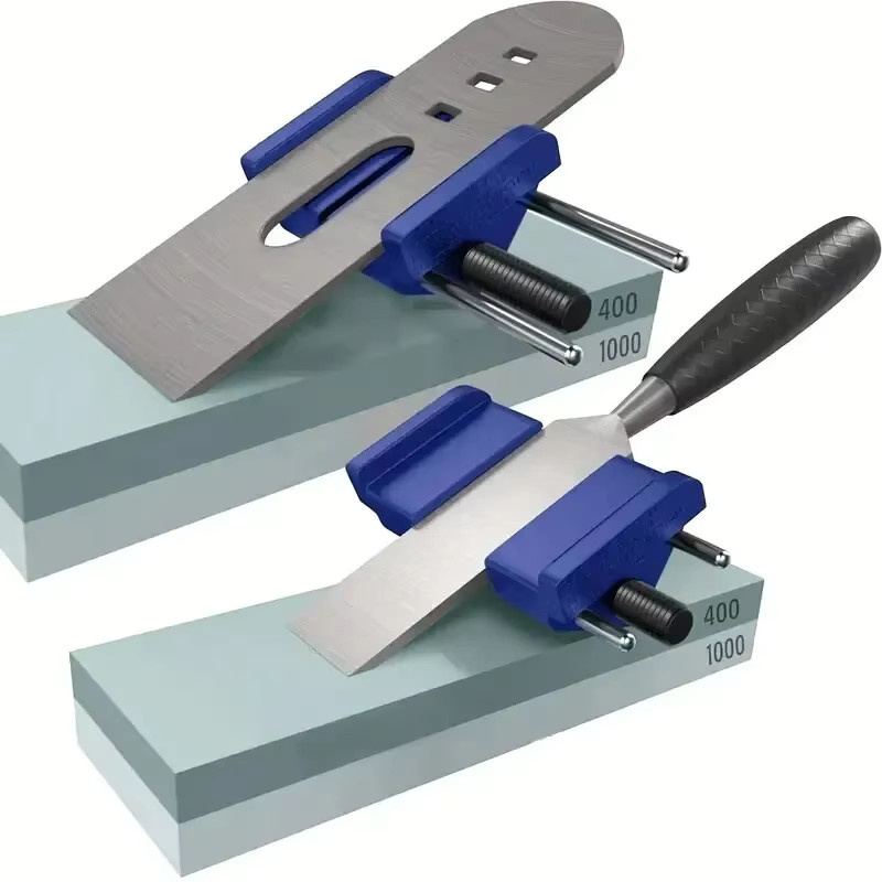 Honführung Meißelschärfvorrichtung für Meißel und Hobel mit verstellbarem Winkel und Schleifsteinhalter in Blau - Bild 3
