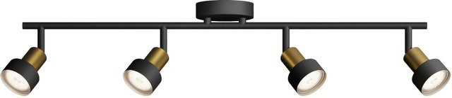 Philips Hue Spot Conduit 4-flammige LED-Deckenleuchte aus Metall in Schwarz-Gold mit GU10 Fassung und verstellbaren Spots - Bild 1