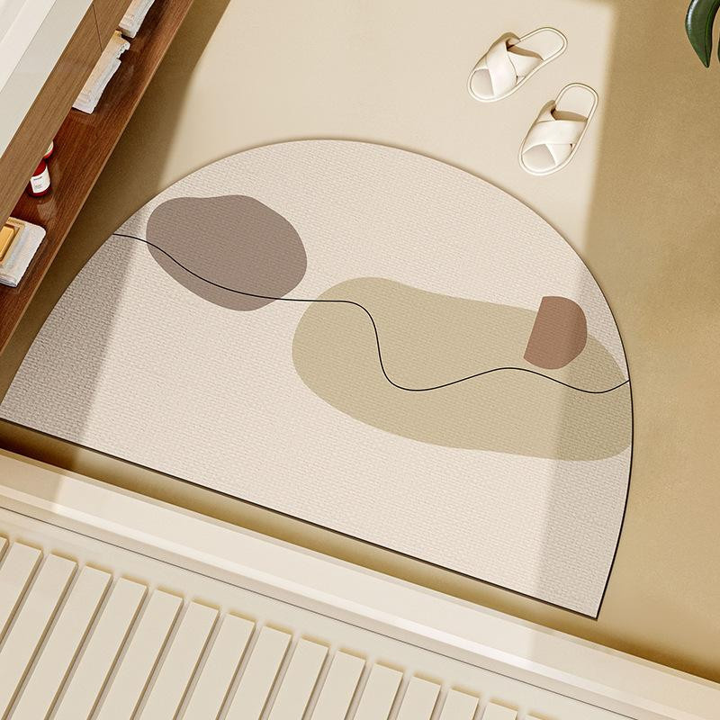Yiran Health & Beauty Badezimmer Bodenmatte halbkreisförmig, grau, B/T: 60 x 40 cm, schnelltrocknend und rutschfest - Bild 1