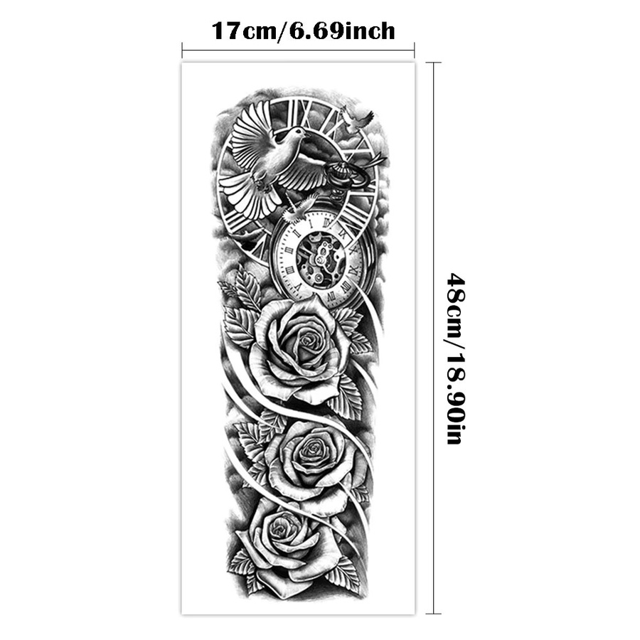 YOEMTAT Temporäre Tattoo Aufkleber, Unisex, Rose Blume Taube Vogel - Bild 5
