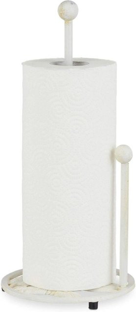Relaxdays Küchenrollenhalter aus Gusseisen in Weiß, freistehend und rutschfest, Höhe: 33 cm, Breite: 16 cm - Bild 1