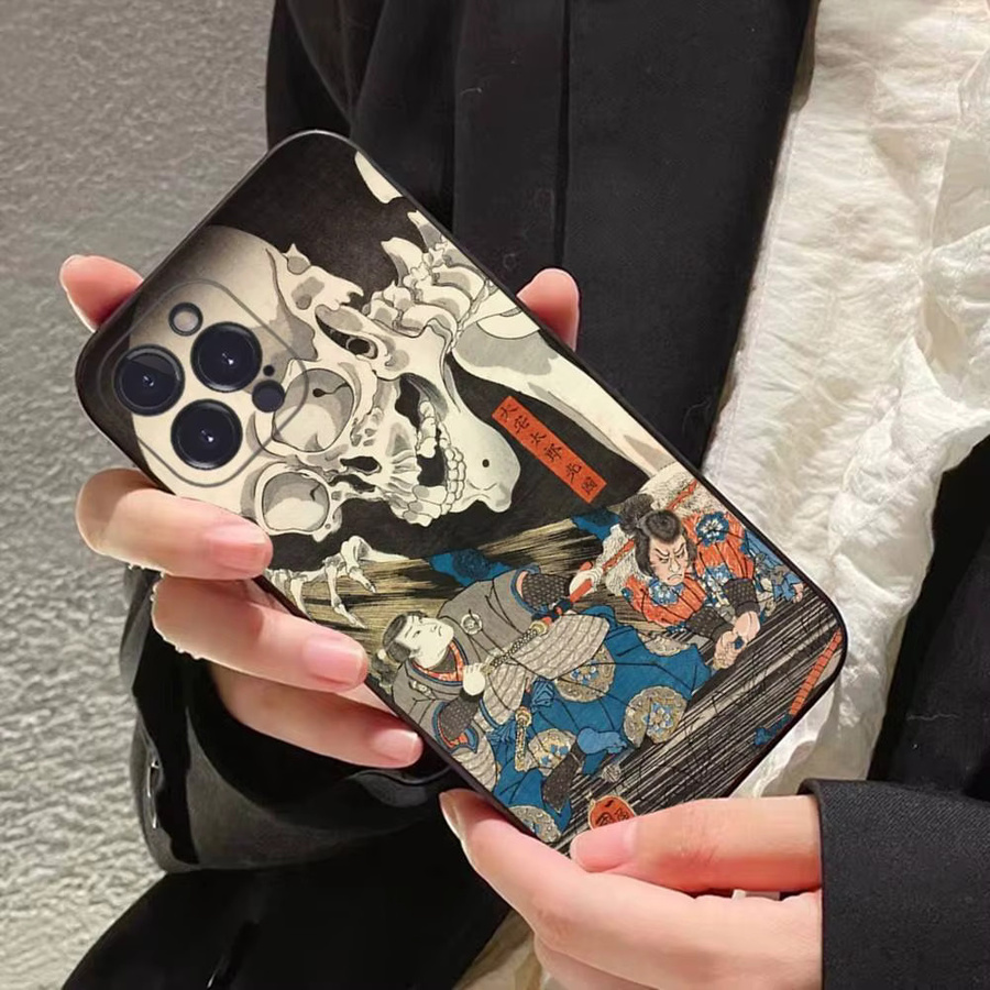 Silikon Handyhülle mit Utagawa Kuniyoshi Ukiyoe Kunst Motiv für Apple iPhone 11 bis 16 Pro Max Plus Mini XS in Multicolour - Bild 2