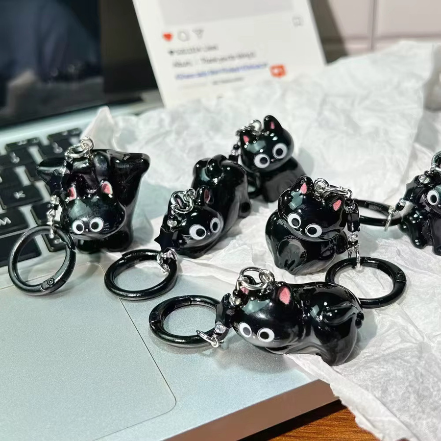 Noter Anhänger-Schlüsselanhänger, schwarze Katze, Unisex - Bild 2