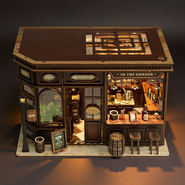 Zuuton DIY Holzpuppenhaus Miniatur-Montagemodellbausatz Cottage 3D-Puzzle in Braun mit Möbeln und Werkzeug - Bild 1