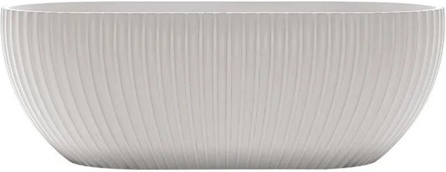 360Home Freistehende ovale Acryl Badewanne mit Streifenoptik in Weiß, B/T/H: 150 x 75 x 58 cm - Bild 1