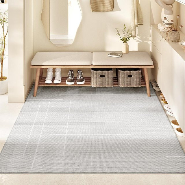 Nordische Fußmatte in Creme und Grau, abriebfeste Schmutzfangmatte aus Polyester, B/B: 80 x 120 cm - Bild 1