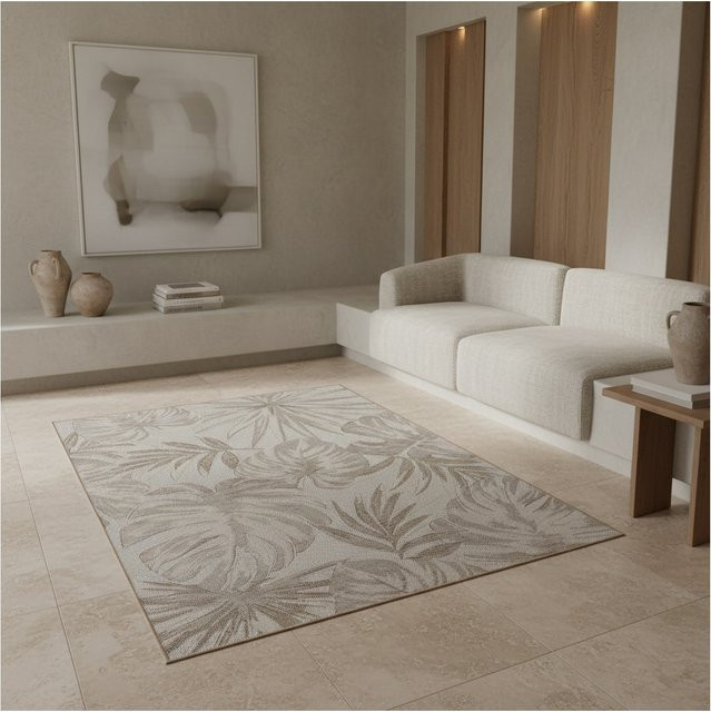 Outdoor Teppich VENTOUX von Kadima Design in Beige mit Tropen-Motiv, B/T: 280 x 370 cm - Bild 1
