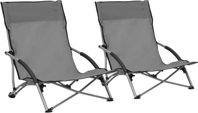 Furnicato Set aus 2 klappbaren Strandstühlen in Grau aus Oxfordgewebe und Stahl, B/T/H: 55,5 x 65,0 x 110,0 cm - Bild 1
