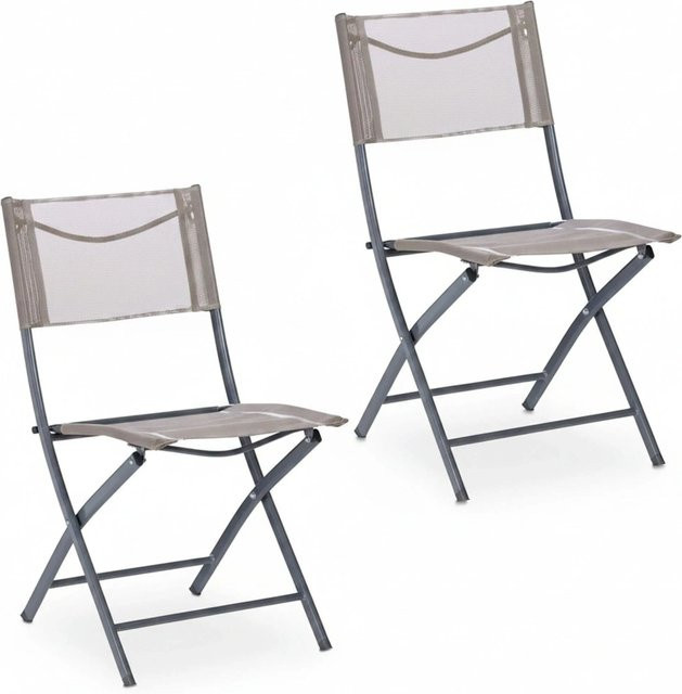 Relaxdays 2er Set Gartenstühle klappbar aus Stahl und UV-beständigem Polyester in Braun, H x B x T: 85 x 47 x 60 cm - Bild 1