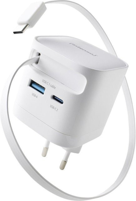 Intenso W65ACIC GaN Power Adapter Schnellladegerät mit 65W Leistung, USB-C und USB-A, Weiß - Bild 1