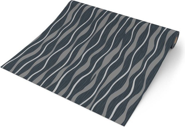 UGEPA Vinyltapete Wellen in Schwarz und Silber, glitzerndes Design, Breite: 53 cm, Länge: 1005 cm - Bild 1