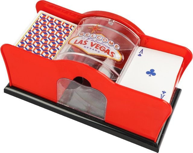 Manueller Kartenmischer 2-Deck, mit Handkurbel, Schwarz, Rot - Bild 1