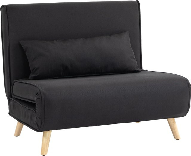 HOMCOM Schlafsessel im skandinavischen Stil aus Leinenimitat und Kautschukholz, Schwarz, B: 94 cm, T: 78 cm, H: 80 cm - Bild 1