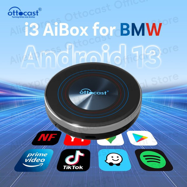 OTTOCAST Android 13 AI Box für BMW mit Wireless CarPlay und Netflix, Schwarz - Bild 1