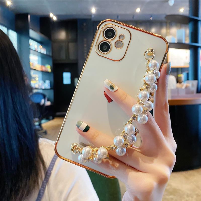 Bai Fen Bai-Digital 3C Luxus Handyhülle mit Perlenarmband und vergoldetem Design für iPhone Modelle, Farbe: Gold - Bild 4