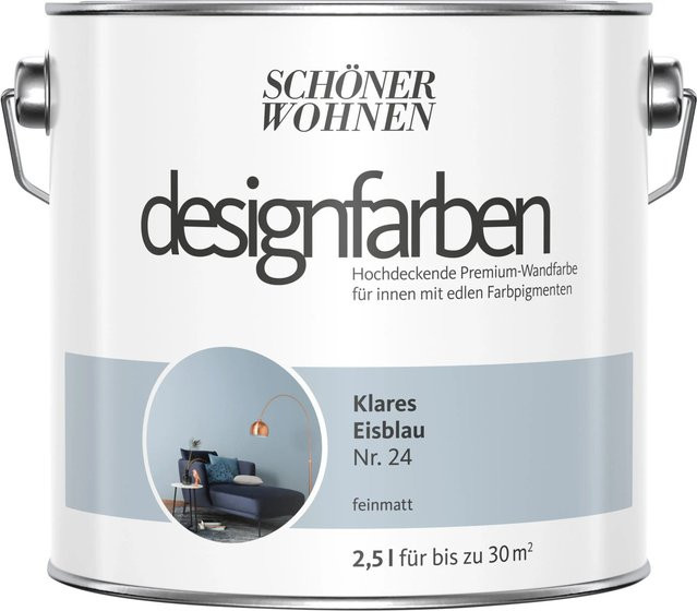 Schöner Wohnen Designfarben Wandfarbe Klares Eisblau matt 2,5 l - Bild 1