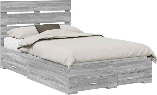 vidaXL Bettrahmen mit Schubladen in Grau Sonoma, modernes Bett aus Holzwerkstoff, B/T/H: 120 x 200 x 123 cm - Bild 1